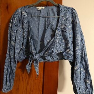 American Eagle Outfitters Blue Patterned Blouse
